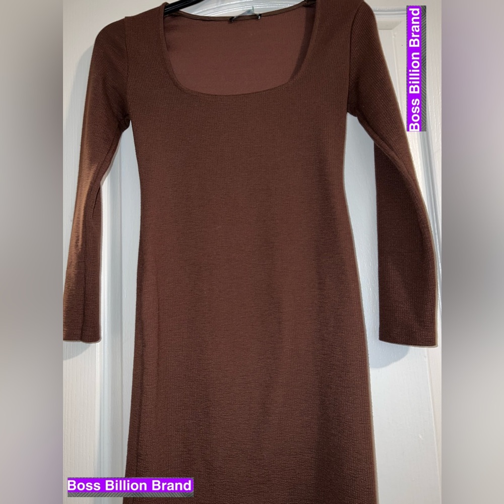 ZARA BROWN SWEATER DRESS - LG